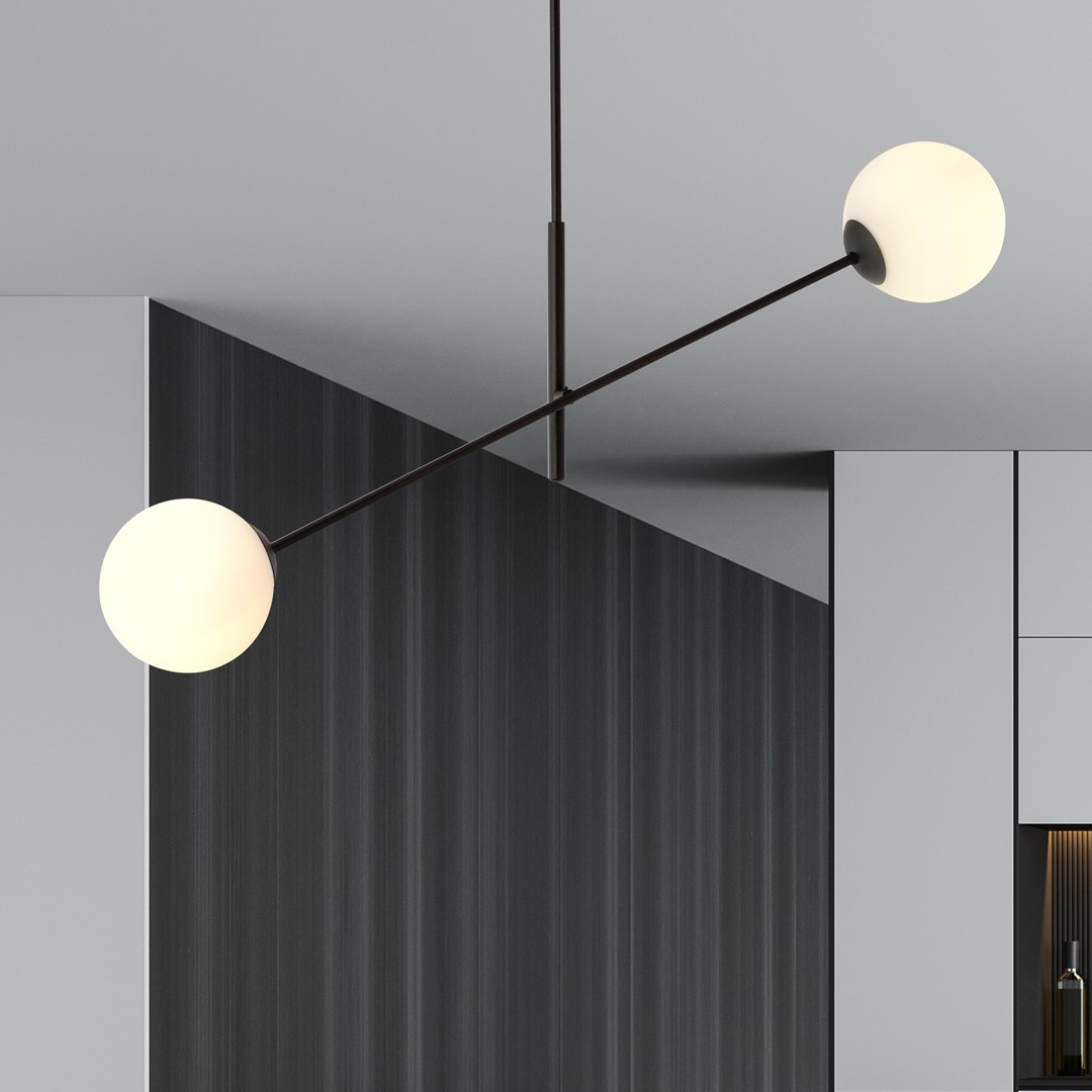 Linear 102cm Hvit Taklampe Fra Emibig Lighting - De tynne glasskuplene tilf&oslash;rer eleganse og letthet, mens den minimalistiske designen gir effektivt lys over st&oslash;rre omr&aring;der og smelter s&oslash;ml&oslash;st inn i ulike milj&oslash;er.