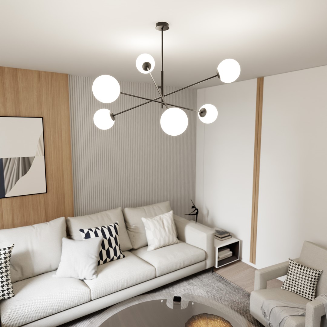 Linear Ø102 Hvit Taklampe Fra Emibig Lighting - De tynne glasskuplene tilf&oslash;rer eleganse og letthet, mens den minimalistiske designen gir effektivt lys over st&oslash;rre omr&aring;der og smelter s&oslash;ml&oslash;st inn i ulike milj&oslash;er.