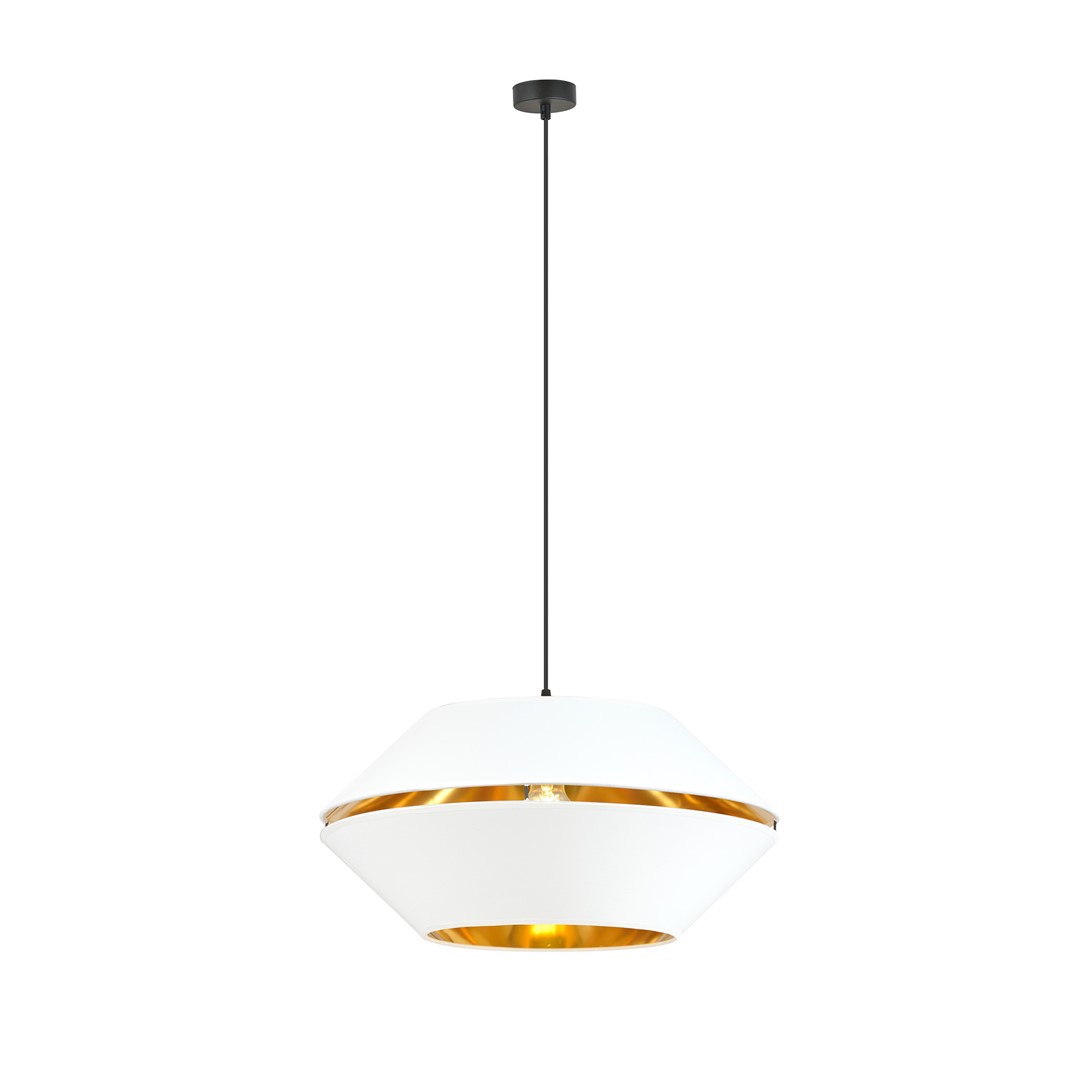 Piano Ø42 Hvit Taklampe Fra Emibig Lighting - Den unike lampeskjermen med gyllent interi&oslash;r gir rommet en spesiell karakter og skaper en magisk atmosf&aelig;re av varme.