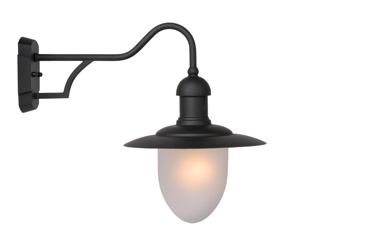 Aruba Svart utendørslampe Fra Lucide - Takket være den forlengede armen får du ekstra fleksibilitet, som gjør det enkelt å sitte under belysningen på; en koselig benk eller ved utebordet.
