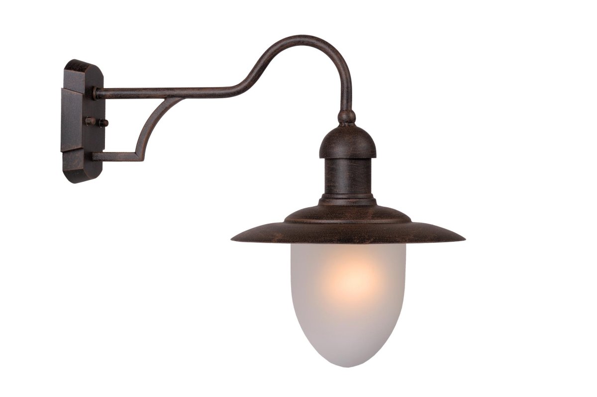Aruba Brun utendørslampe Fra Lucide - Takket være den forlengede armen får du ekstra plass å nyte under belysningen, enten du sitter på; en koselig sofa eller ved bordet p&aring; terrassen.