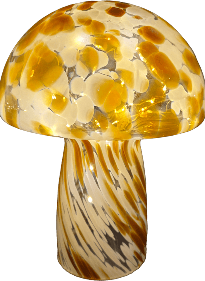 Svamp 35cm Brun bordlampe Fra Pixie Design - Sopplampen fra Pixie Design har et vakkert design med en marmorert overflate i brunt og hvitt.