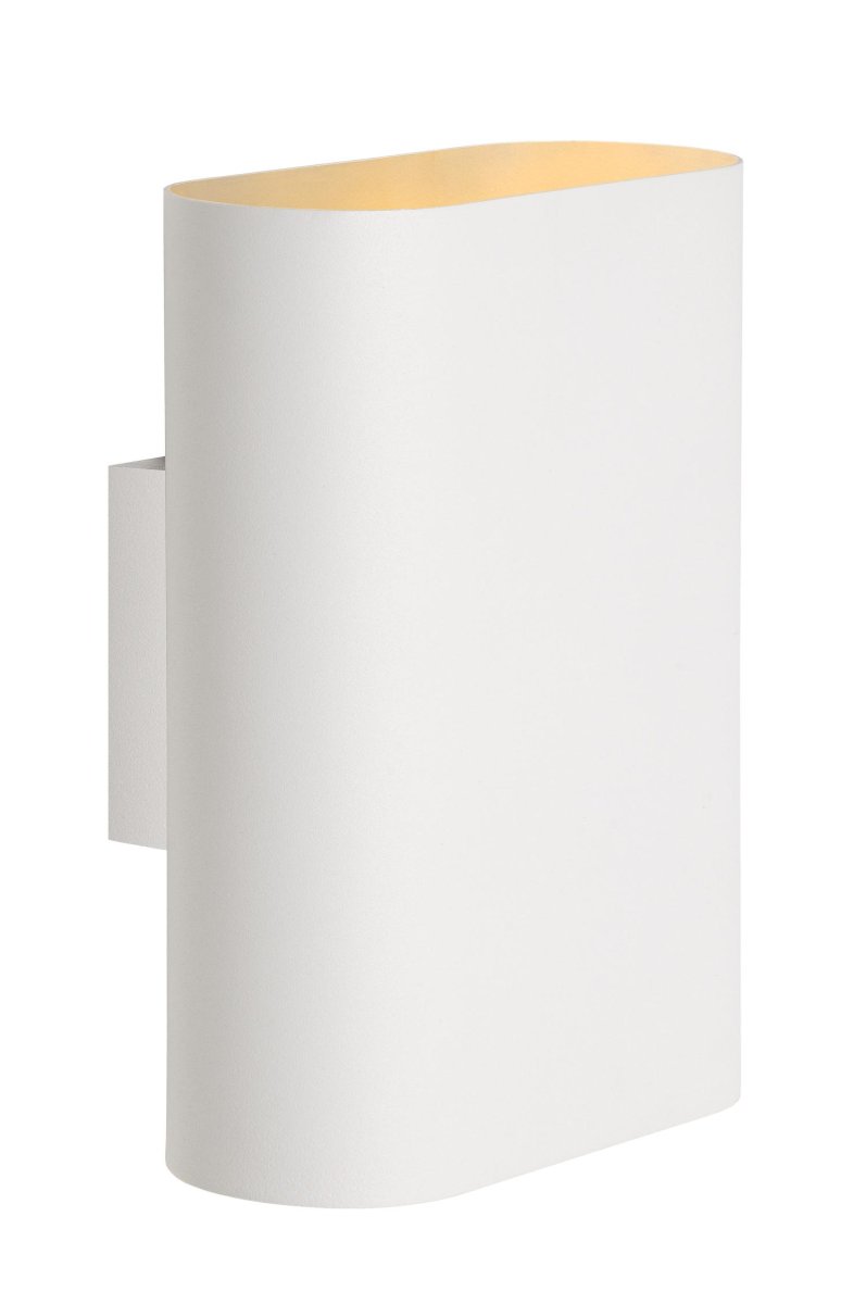 Ovalis 20cm Hvit vegglampe Fra Lucide - Med en st&oslash;rrelse p&aring; 20 cm x 8,5 cm, den er enkel &aring; plassere over en sentral koblingsboks.