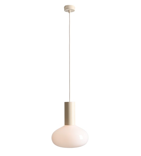 Zoom bilde av Flo Ø26 Kremhvit Taklampe Fra Artera - Den har en stilig ramme i kremhvit og en rund hvit glassskjerm som sprer et mykt og behagelig lys.