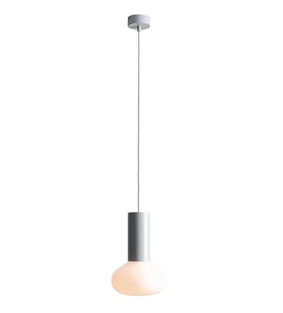 Zoom bilde av Flo Ø20 Grå Taklampe Fra Artera - Den har en stilig ramme i gr&aring;tt og en rund hvit glassskjerm som sprer et mykt og behagelig lys.