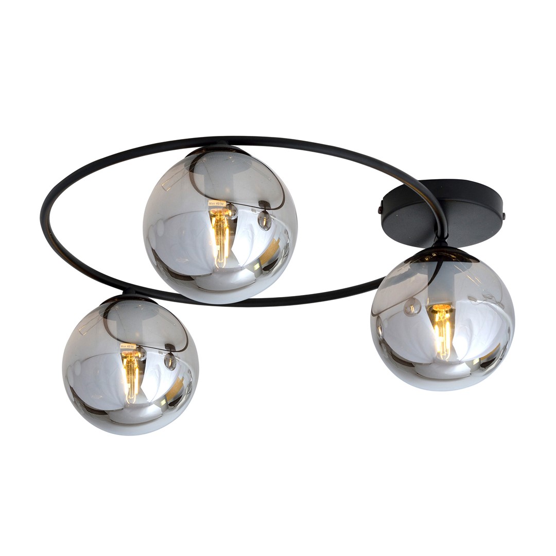 Sopra Ø47 Røykfarget plafond Fra Emibig Lighting - De r&oslash;kte glassskjermene tilf&oslash;rer lyshet og sprer lyset jevnt, og bidrar til behagelig og effektiv rombelysning.