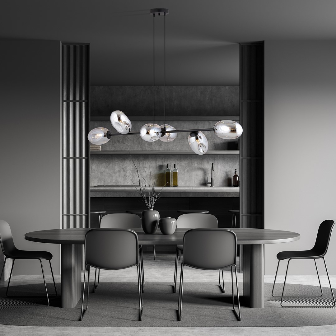 Pandora 120cm Røykfarget Taklampe Fra Emibig Lighting - Den moderne designen er preget av unikt formede skjermer &ndash; elegant og str&oslash;mlinjeformet &ndash; som tilf&oslash;rer rommet b&aring;de sjarm og personlighet.