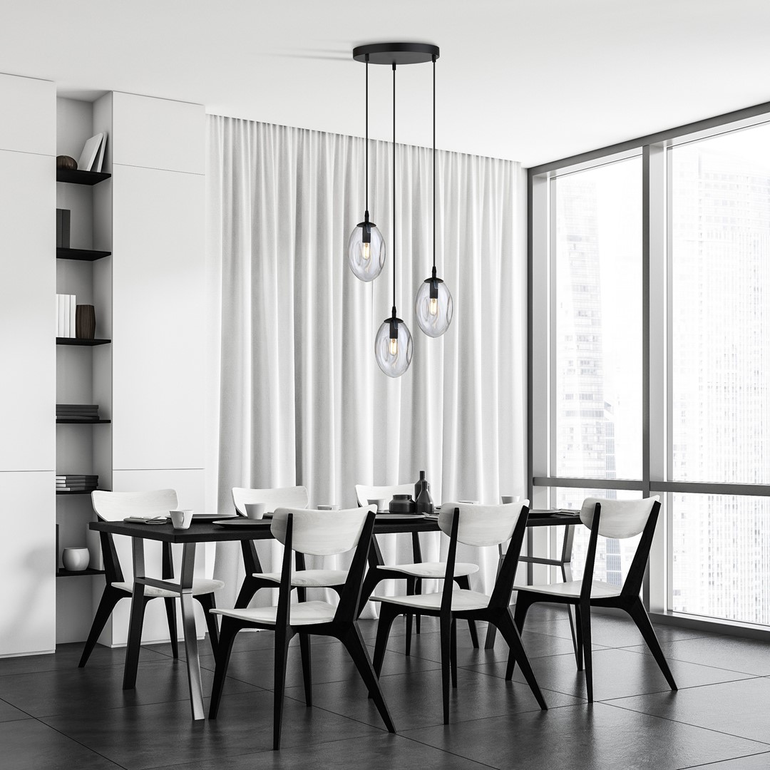 Astral Ø40 Gjennomsiktig Taklampe Fra Emibig Lighting - Pendelene er ferdig med transparente glasskupler som sprer et fint og innbydende lys i rommet.