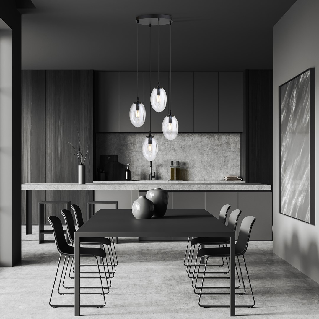Astral Ø40 Gjennomsiktig Taklampe Fra Emibig Lighting - Pendelene er ferdig med transparente glasskupler som sprer et fint og innbydende lys i rommet.