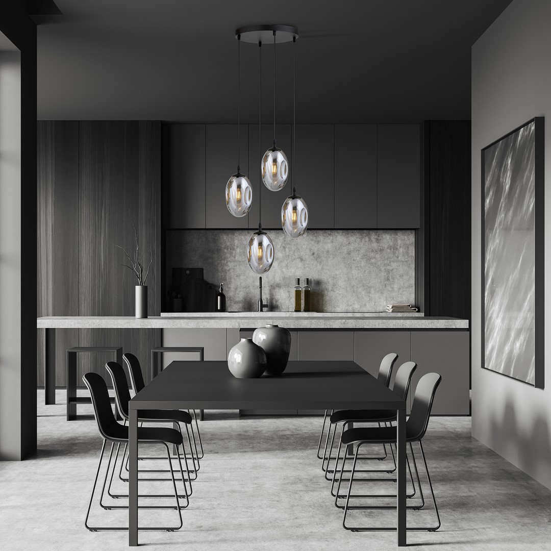 Astral Ø40 Røykfarget Taklampe Fra Emibig Lighting - Pendelene er ferdige med skjermer i røykfarget glass som sprer et varmt og innbydende lys i rommet.