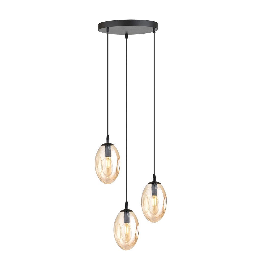 Astral Ø40 Rav Taklampe Fra Emibig Lighting - Pendelene er ferdig med ravfargede glasskupler som sprer et varmt og innbydende lys i rommet.