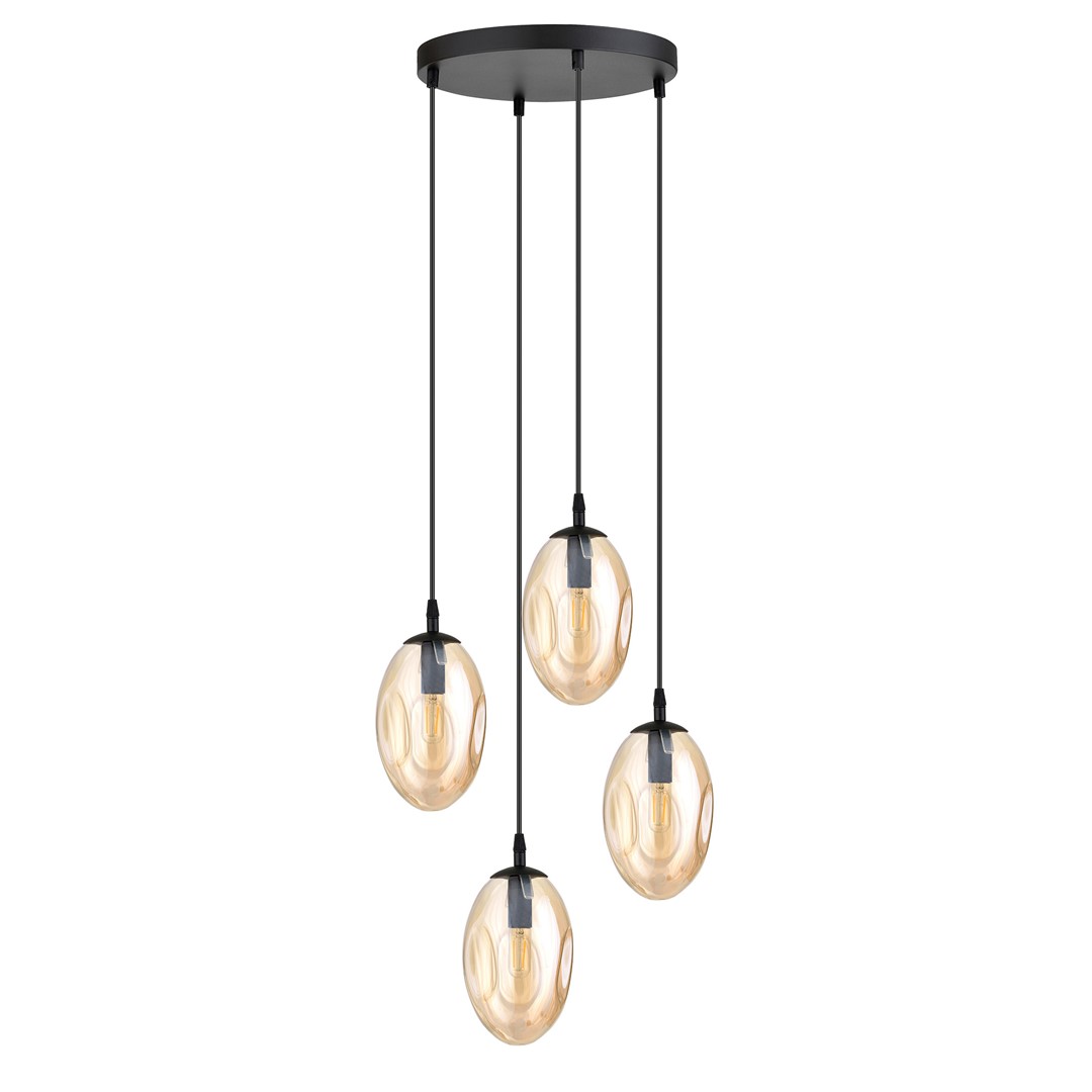 Astral Premium Ø40 Rav Taklampe Fra Emibig Lighting - Pendelene er ferdig med ravfargede glasskupler som sprer et varmt og innbydende lys i rommet.