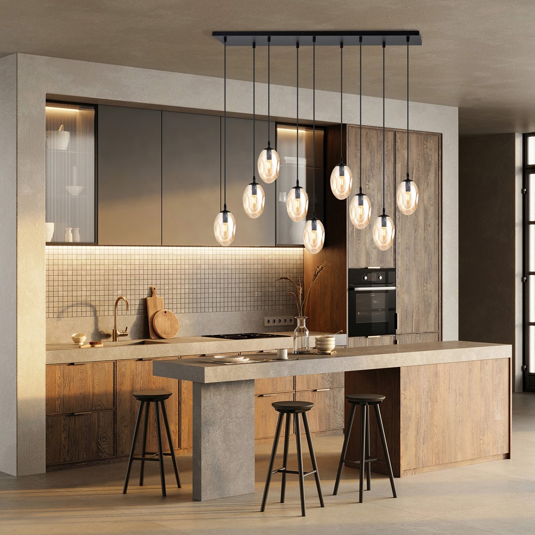Astral 100cm Rav Taklampe Fra Emibig Lighting - Perfekt over spisebordet eller i et åpent rom der lampen kan ta sin plass og bli et naturlig blikkfang.