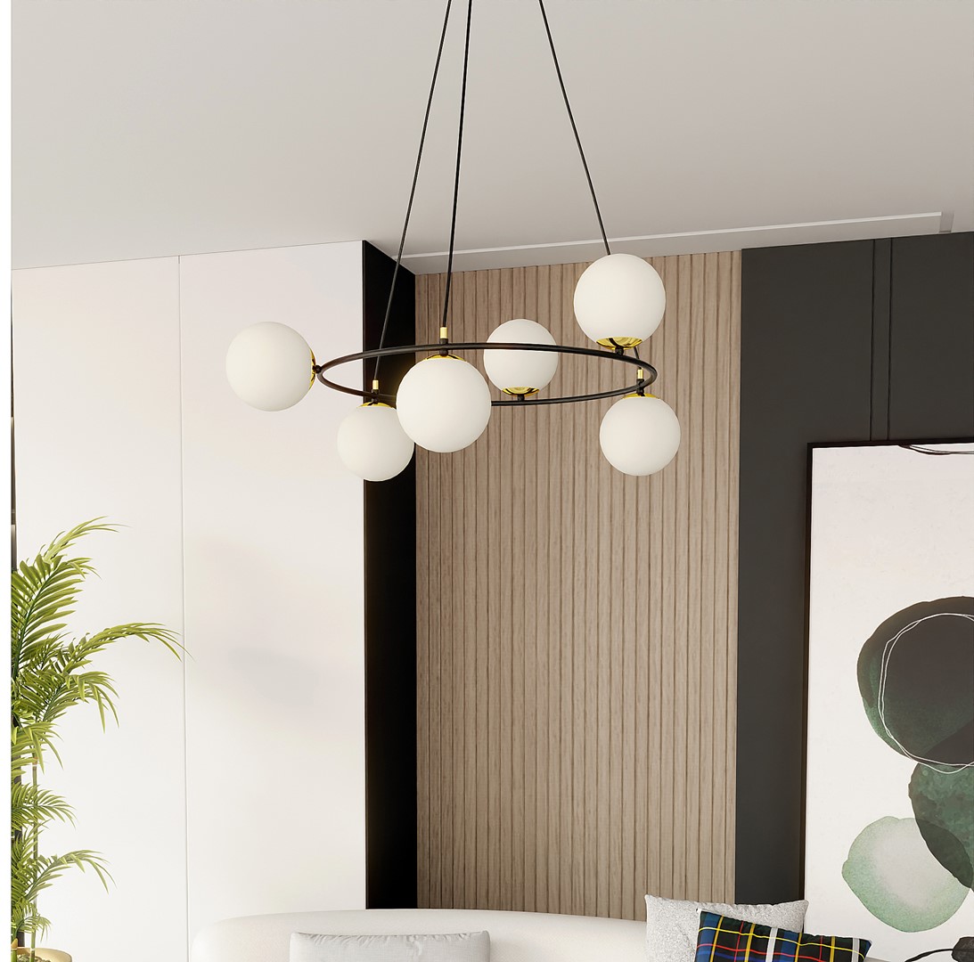 Azura Ø75 Taklampe Fra Emibig Lighting - Azura pendellampe er laget av svart stål og er komplettert med grafittkupler.