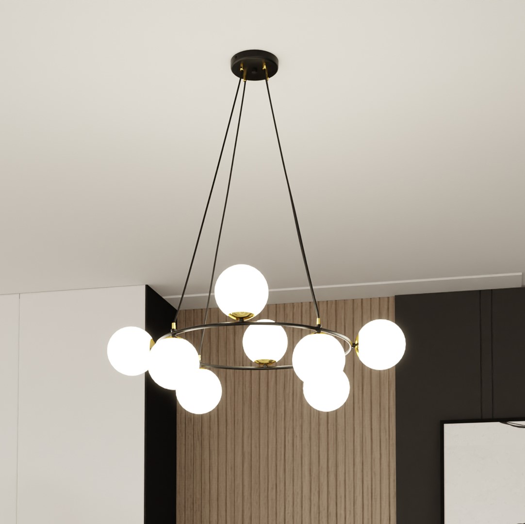 Azura Ø75 Hvit Fra Emibig Lighting - Laget av svart st&aring;l og supplert med opalglass, skaper den et harmonisk og stilig inntrykk.
