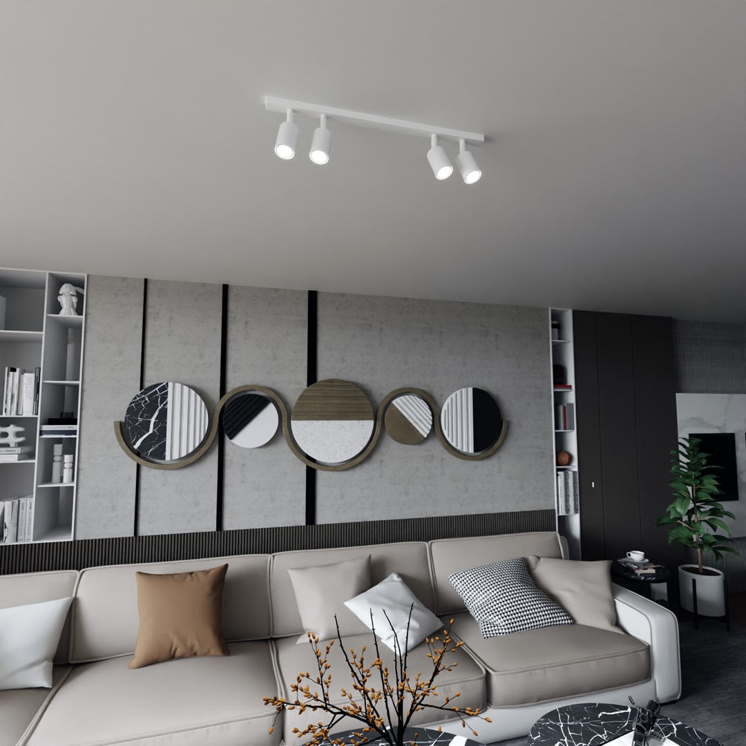 Flash 4 Hvit spotlight Fra Emibig Lighting - Taklampen Flash er et utmerket eksempel på; minimalistisk design.