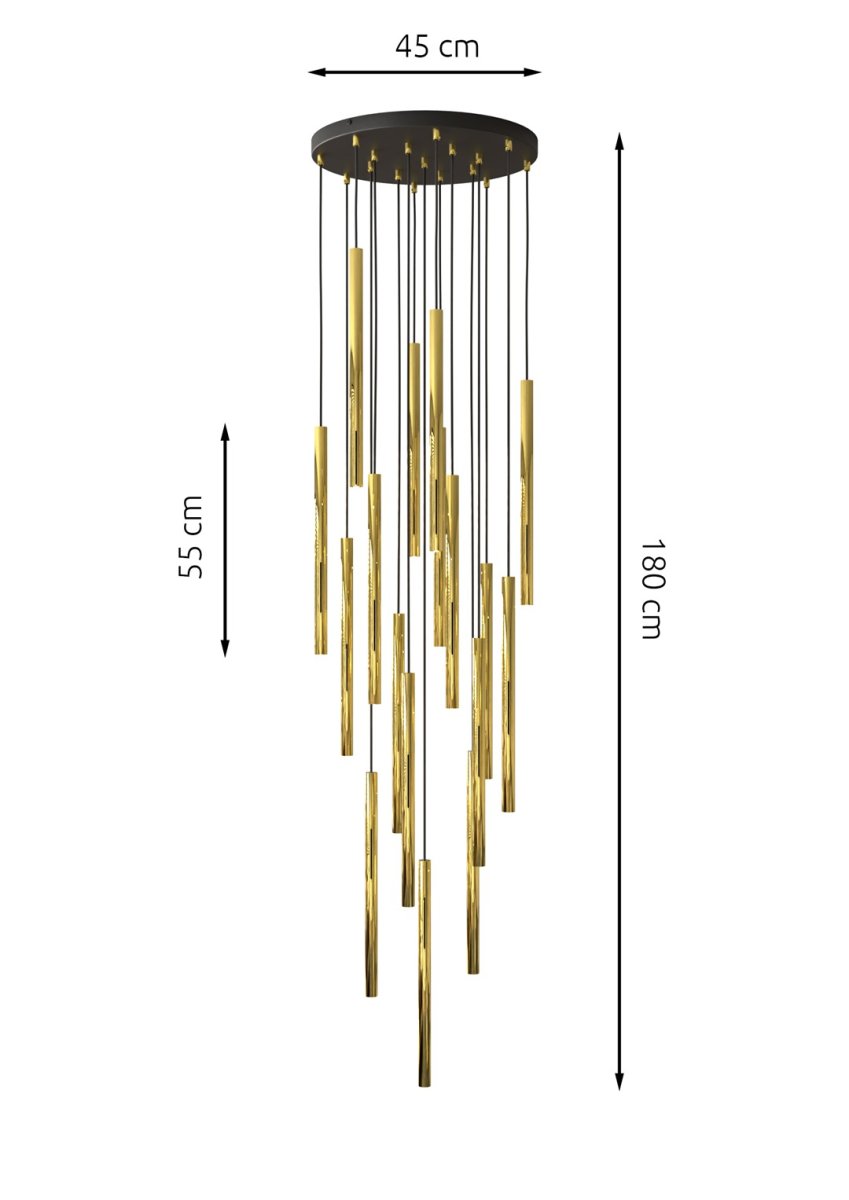 Selter Ø45 Gull Taklampe Fra Emibig Lighting - De skinnende elementene gj&oslash;r at lampen ikke bare fungerer som et lyspunkt, men ogs&aring; som en luksuri&oslash;s interi&oslash;rdetalj.