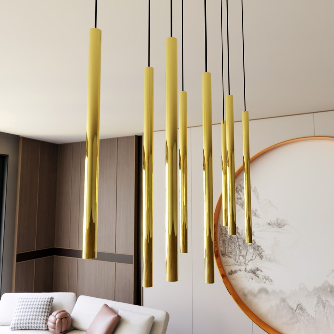 Selter 90cm Gull Taklampe Fra Emibig Lighting - De skinnende elementene gj&oslash;r at lampen ikke bare fungerer som et lyspunkt, men ogs&aring; som en luksuri&oslash;s interi&oslash;rdetalj.