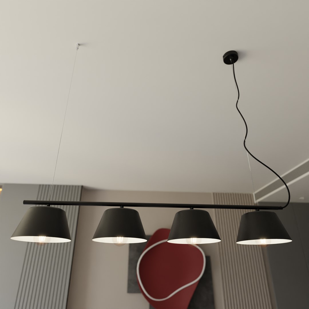 Gelato 100cm Svart Taklampe Fra Emibig Lighting - Det enkle, men elegante designet passer inn i moderne interi&oslash;r og gir en f&oslash;lelse av letthet og harmoni.
