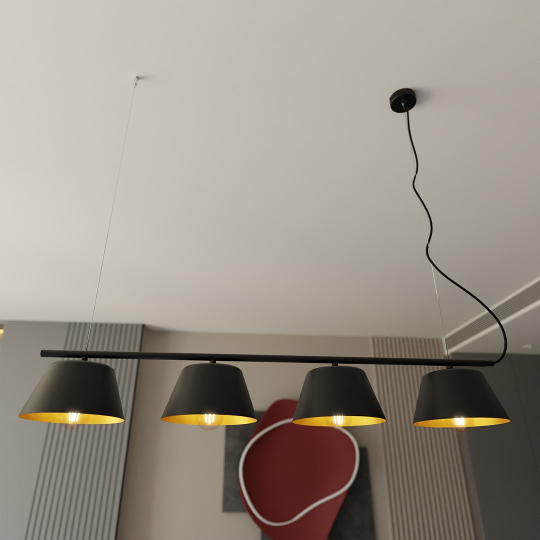 Gelato 100cm Svart Taklampe Fra Emibig Lighting - Det enkle, men elegante designet passer inn i moderne interi&oslash;r og gir en f&oslash;lelse av letthet og harmoni.