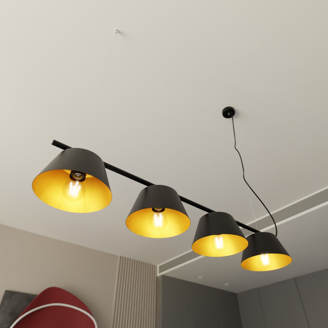 Gelato 100cm Svart Taklampe Fra Emibig Lighting - Det enkle, men elegante designet passer inn i moderne interi&oslash;r og gir en f&oslash;lelse av letthet og harmoni.