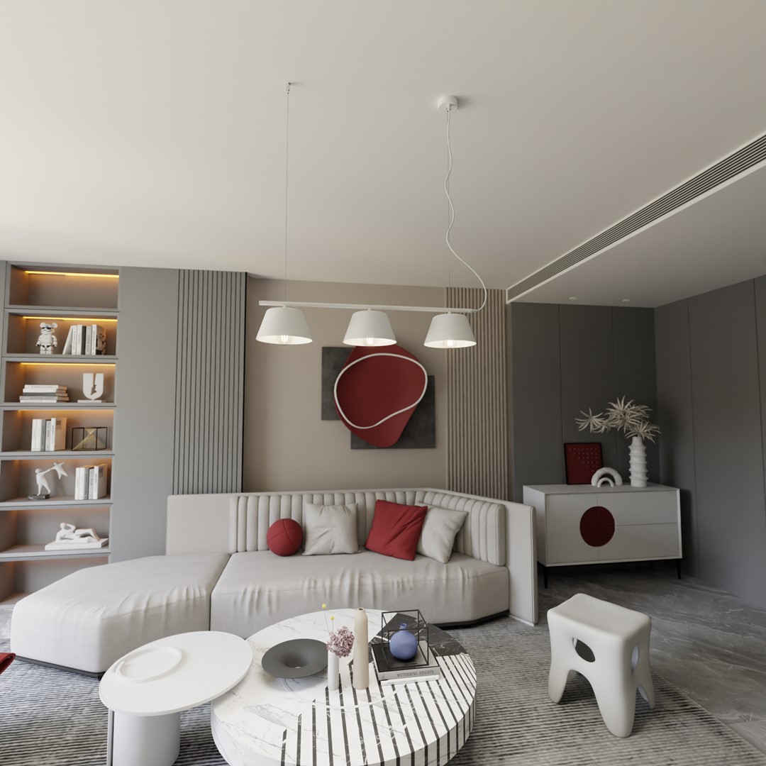 Gelato 82cm Hvit Taklampe Fra Emibig Lighting - Det enkle, men elegante designet passer inn i moderne interiør og gir en følelse av letthet og harmoni.