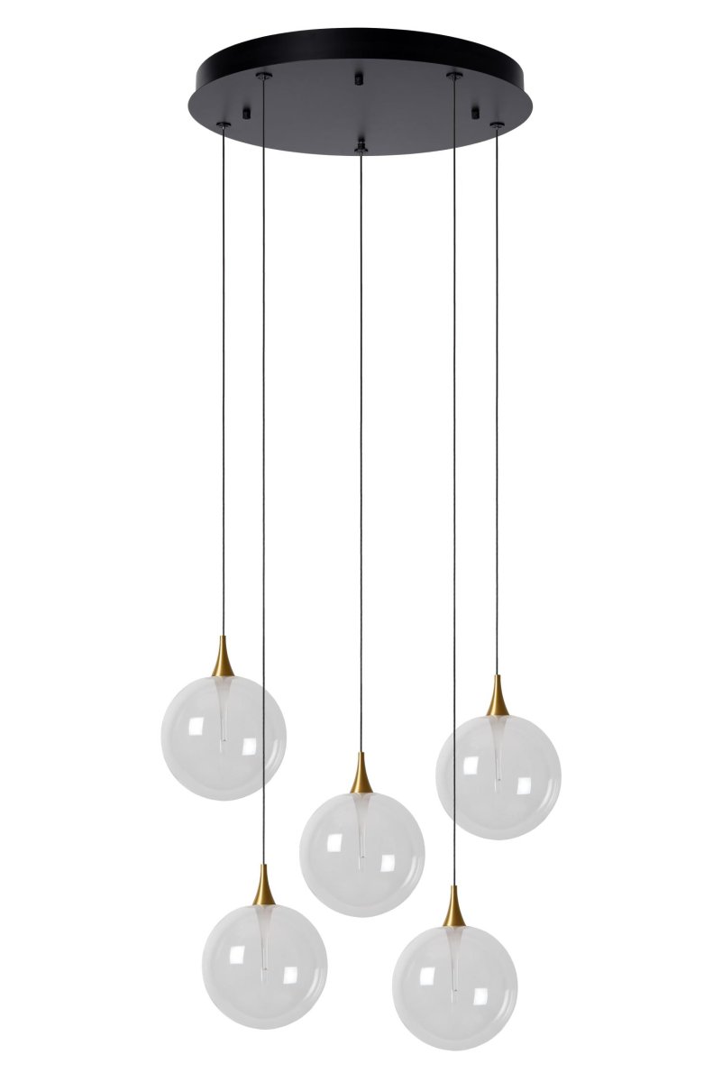 Gisela Ø48 Gjennomsiktig Taklampe Fra Lucide - Enten du vil henge dem i samme h&oslash;yde eller i en leken fallende formasjon, vil du alltid imponere med denne elegante hengende lampen.