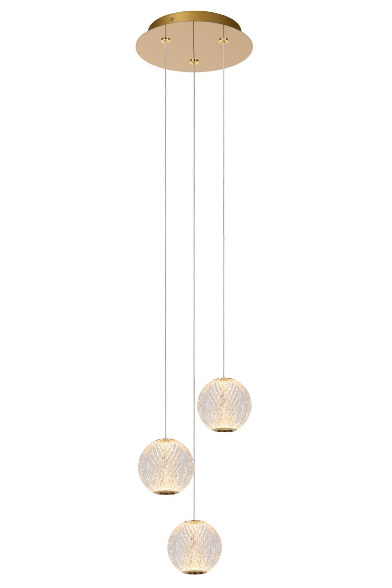 Cintra Ø25 Gjennomsiktig Taklampe Fra Lucide - De klare skjermene i akryl av høy kvalitet minner om krystall og pendelene kan heves og senkes mellom 50 og 150 centimeter, noe som gjør det enkelt å tilpasse lampen til enhver innredning.