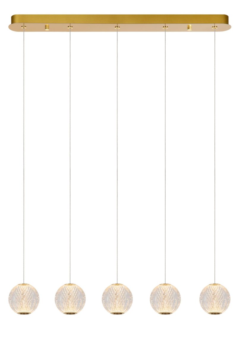 Cintra 84cm Gjennomsiktig Taklampe Fra Lucide - Pendellampen kan heves og senkes, og de gjennomsiktige skjermene passer perfekt inn i interiøret ditt.