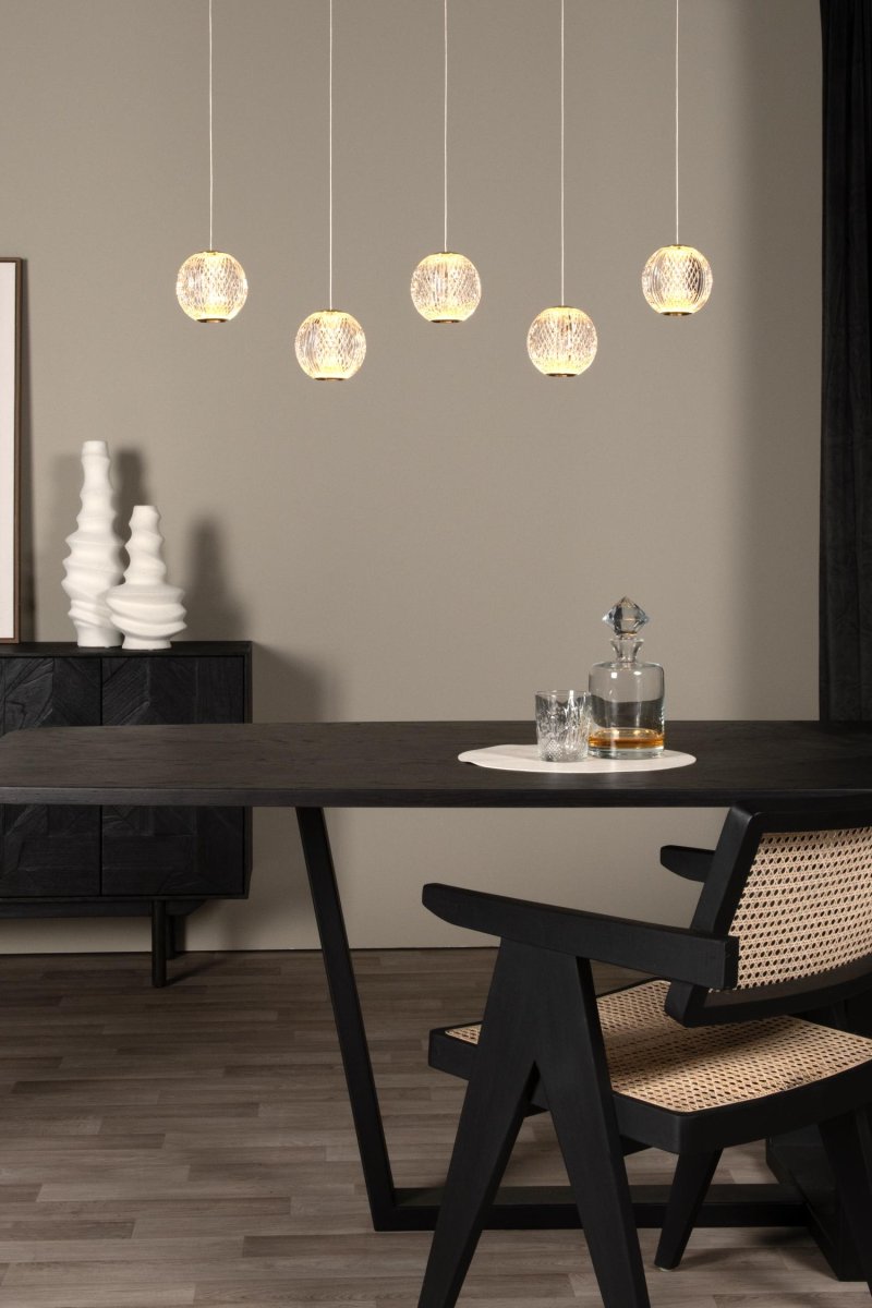 Cintra 84cm Gjennomsiktig Taklampe Fra Lucide - Pendellampen kan heves og senkes, og de gjennomsiktige skjermene passer perfekt inn i interiøret ditt.