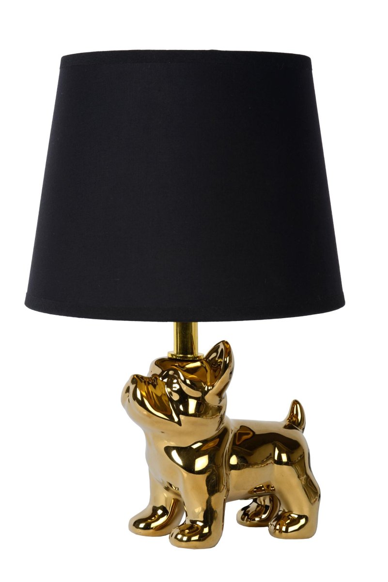 Extravaganza Sir Winston 32cm Gull bordlampe Fra Lucide - Lampens lyskilde er omgitt av en linskjerm som gir en myk og diffus lysspredning, perfekt for å skape en koselig atmosfære.