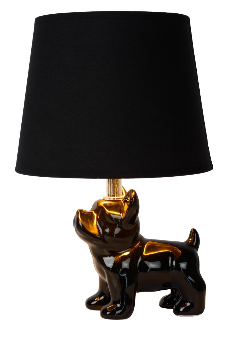 Extravaganza Sir Winston 32cm Svart bordlampe Fra Lucide - Lampens lyskilde er omgitt av en linskjerm som gir en myk og diffus lysspredning, perfekt for å skape en koselig atmosfære.