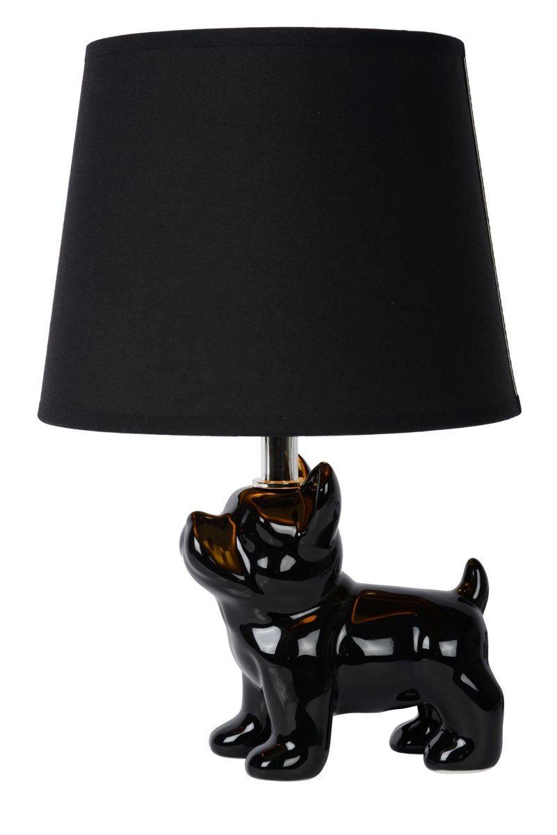 Extravaganza Sir Winston 32cm Svart bordlampe Fra Lucide - Lampens lyskilde er omgitt av en linskjerm som gir en myk og diffus lysspredning, perfekt for å skape en koselig atmosfære.