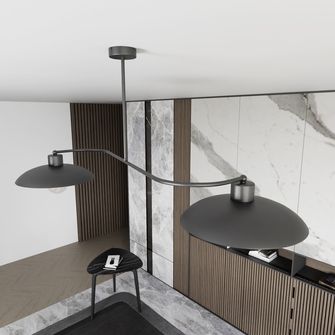 Foster 100cm Svart plafond Fra Emibig Lighting - Serien kompletterer interi&oslash;r i industriell stil p&aring; en stilig og smakfull m&aring;te.