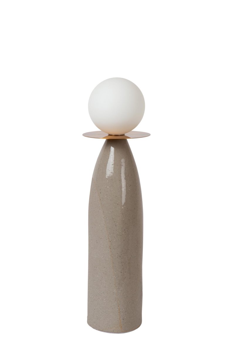 Figaro 45cm Grå bordlampe Fra Lucide - Med sin smale, vaseformede bunn og en frostklar sfærisk diffuser, sprer Figaro en varm glød i hele rommet.