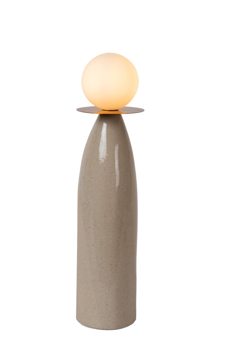 Figaro 48cm Grå bordlampe Fra Lucide - Med sin smale, vaseformede bunn og en frostklar sfærisk diffuser, sprer Figaro en varm glød i hele rommet.