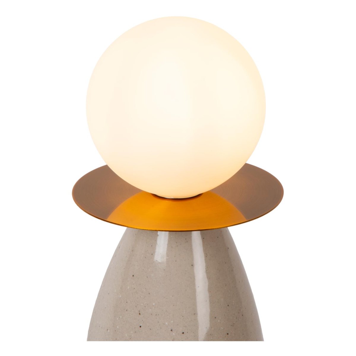 Figaro 48cm Grå bordlampe Fra Lucide - Med sin smale, vaseformede bunn og en frostklar sfærisk diffuser, sprer Figaro en varm glød i hele rommet.
