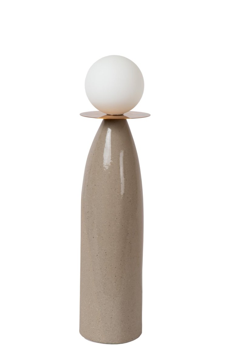 Figaro 48cm Grå bordlampe Fra Lucide - Med sin smale, vaseformede bunn og en frostklar sfærisk diffuser, sprer Figaro en varm glød i hele rommet.
