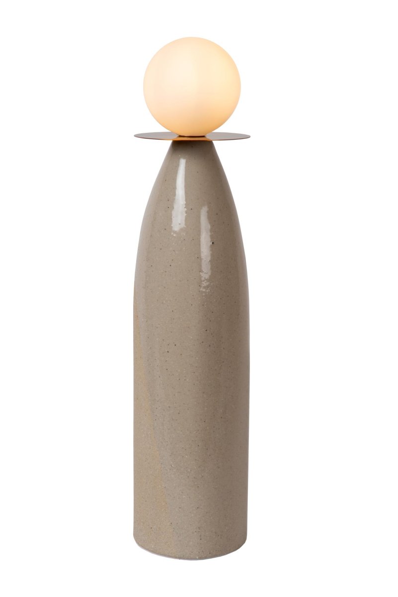 Figaro 53cm Grå bordlampe Fra Lucide - Med sin smale, vaseformede bunn og en frostklar sfærisk diffuser, sprer Figaro en varm glød i hele rommet.