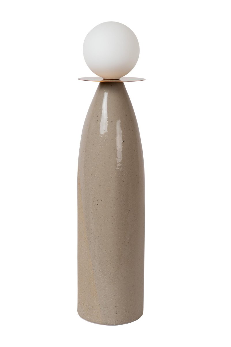 Figaro 53cm Grå bordlampe Fra Lucide - Med sin smale, vaseformede bunn og en frostklar sfærisk diffuser, sprer Figaro en varm glød i hele rommet.