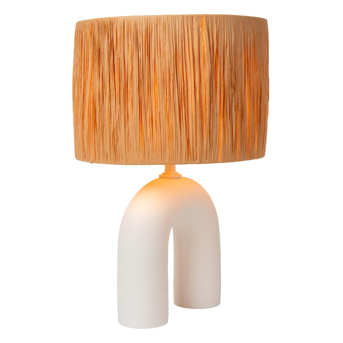 Ronda 45cm Hvit bordlampe Fra Lucide - Den vevde rottingskjermen gir et nikk til tradisjonell design, men føles samtidig frisk og luftig takket være det smarte materialvalget.