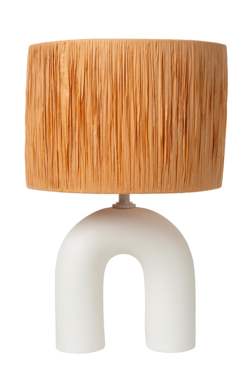 Ronda 45cm Hvit bordlampe Fra Lucide - Den vevde rottingskjermen gir et nikk til tradisjonell design, men føles samtidig frisk og luftig takket være det smarte materialvalget.