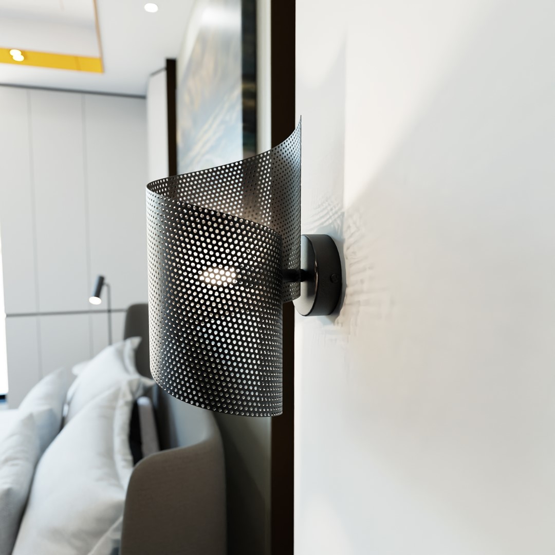 Spiral 30cm Svart vegglampe Fra Emibig Lighting - Spiral &ndash; Laget av metallnetting som gir den et ukonvensjonelt og stilig inntrykk.