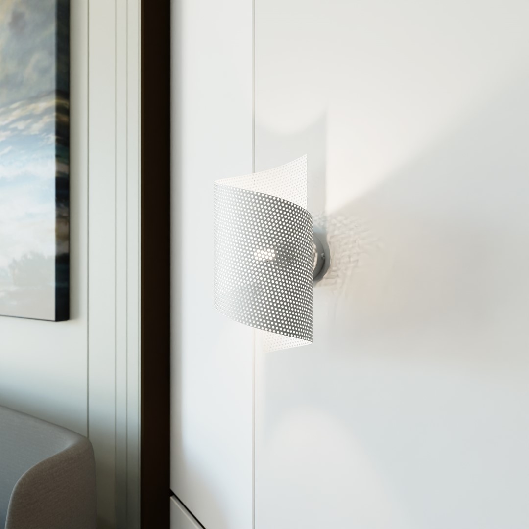 Spiral 30cm Hvit vegglampe Fra Emibig Lighting - Spiral &ndash; Laget av metallnetting som gir den et ukonvensjonelt og stilig inntrykk.