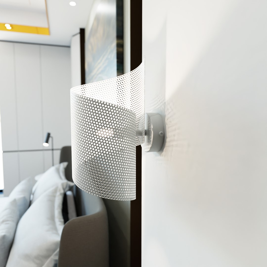 Spiral 30cm Hvit vegglampe Fra Emibig Lighting - Spiral &ndash; Laget av metallnetting som gir den et ukonvensjonelt og stilig inntrykk.