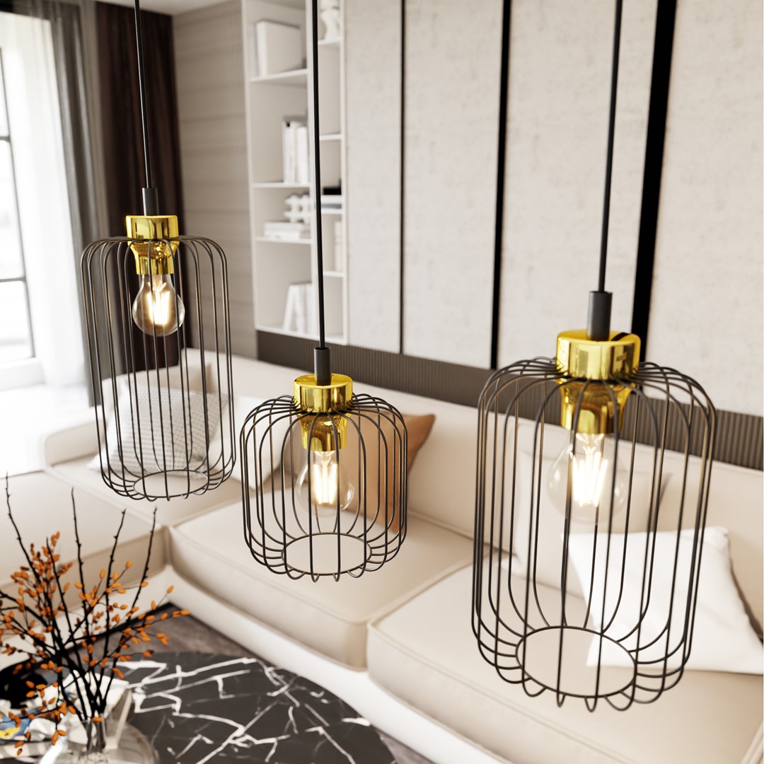 Vander 60cm Svart/gull Taklampe Fra Emibig Lighting - Vander - en perfekt kombinasjon av industriell og elegant design.