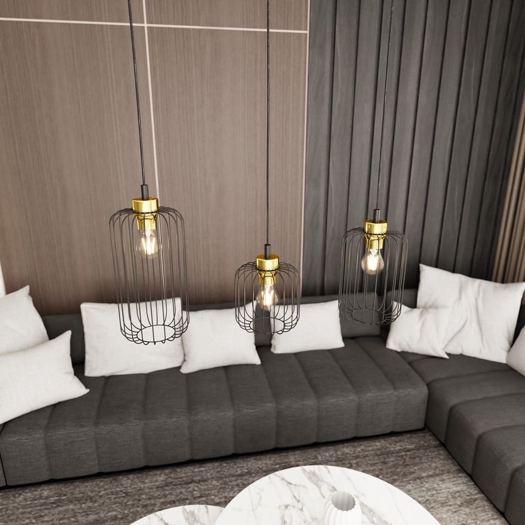 Vander 60cm Svart/gull Taklampe Fra Emibig Lighting - Vander - en perfekt kombinasjon av industriell og elegant design.