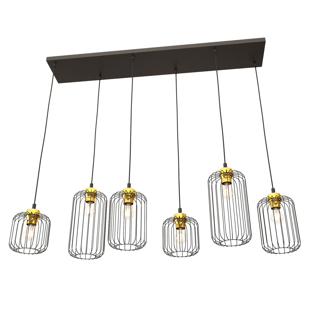 Vander 115cm Svart/gull Taklampe Fra Emibig Lighting - Vander - en perfekt kombinasjon av industriell og elegant design.