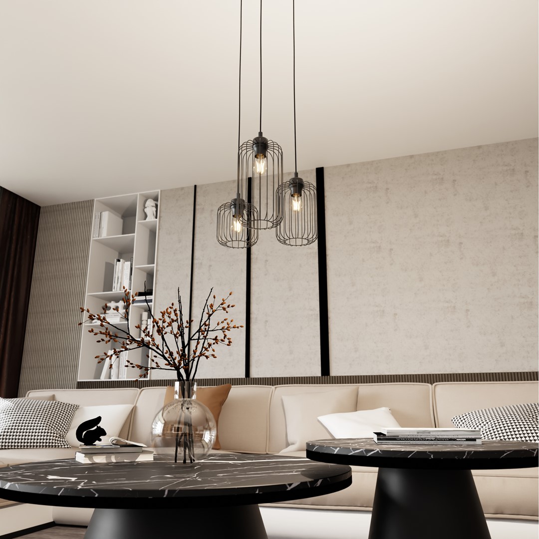 Vander Ø30 Svart Taklampe Fra Emibig Lighting - Vander er laget av h&oslash;ykvalitets metall og er en unik pendel med sine vakre nyanser som sprer et harmonisk lysspill i rommet n&aring;r lampen er p&aring;.