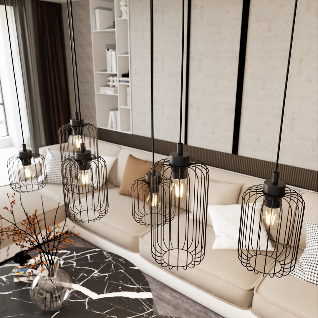 Vander 115cm Svart Taklampe Fra Emibig Lighting - Vander - en perfekt kombinasjon av industriell og elegant design.